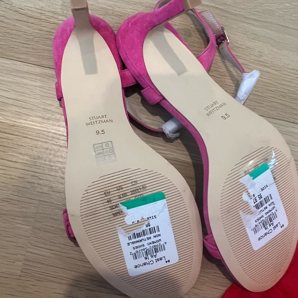 Stuart Weitzman Dancer Twistie 100 Suede Heels Sandal Sz 9.5 Pink - Picture 6 of 6